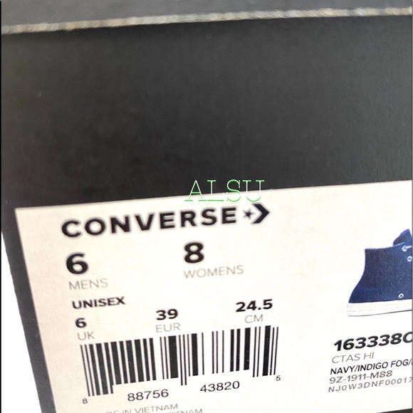 Converse Ctas High Top Leather Navy Women Sneakers - Picture 11 of 11